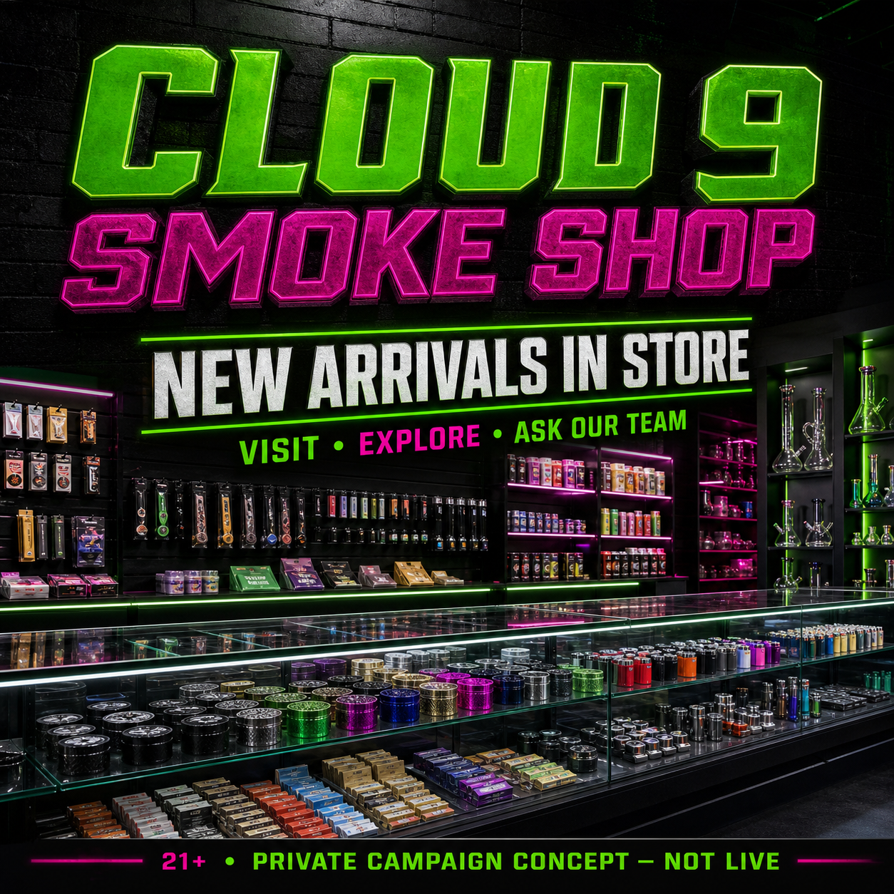 Fictional smoke shop campaign concept