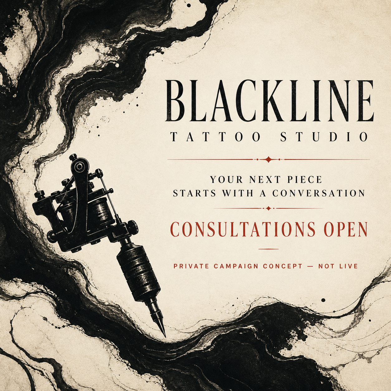 Fictional tattoo studio campaign concept